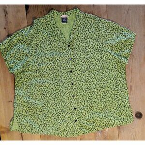 Vtg MiB Making It Big Womens Plus 3X Top Button Front Floral Cotton Linen USA